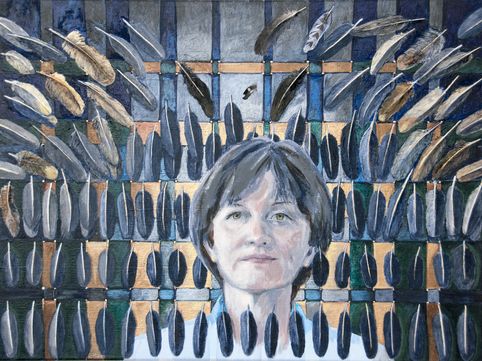 Self-portrait With Feathers 18x24in