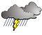 Thunderstorm with light rainshowers